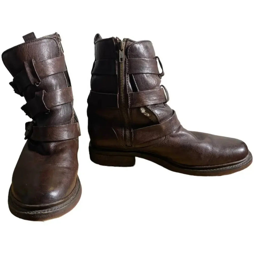 Frye Valerie Shearling Strappy Ankle Boot 8.5B